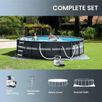 18ft x 52in Above Ground Swimming Pool Set with Sand Filter Pump and Deluxe Vacuum Cleaner