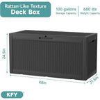 UV-Resistant 100 Gallon Outdoor Storage Box for Deck, Patio, and Pool (Black)