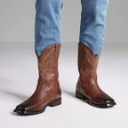 Plus size 12.5 New Fashion Retro Square Toe Neutral Cowboy Boot