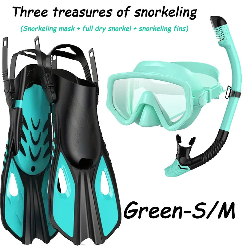 Mask Fin Snorkel Set Snorkel Gear for Adult Panoram Mask Adjustable Dive Flipper  Snorkel