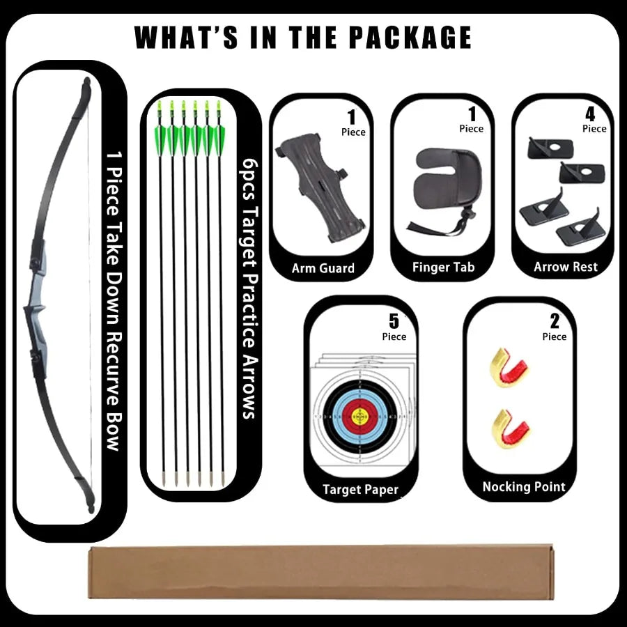 Archery Bow and Arrow Adult - Takedown Recurve Bows Archery Set for Adults