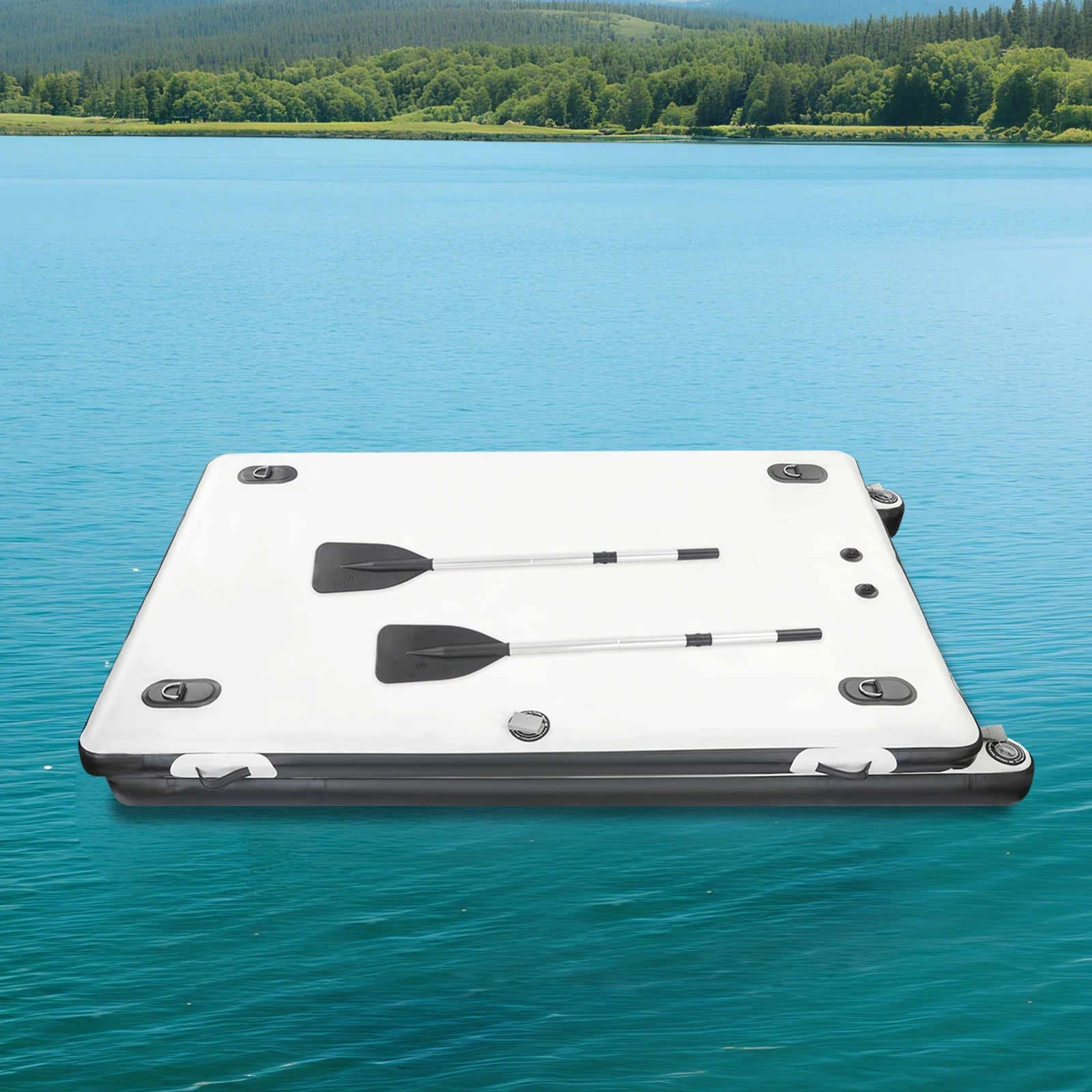 2.5M Inflatable Fishing Platform Leisure Floating  Boat Paddle Board wih Oars