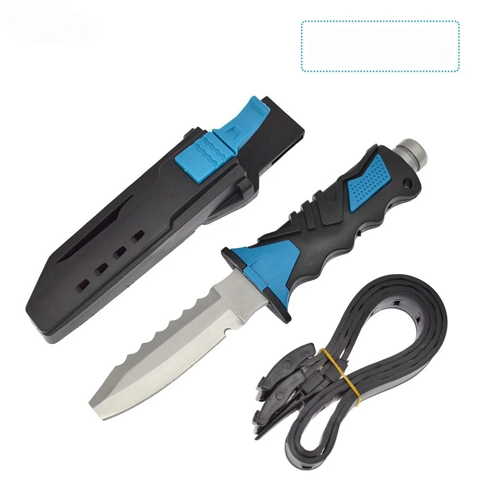 Outdoor Dive Rescue Knife Stainless Steel Leg Straps Emergency Rope Cutter Tactical Fixed Blade for Camping Survival Fishing