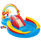 9.75 Foot x 6.3 Foot x 53 Inch Multicolor Rainbow Slide Inflatable Pool with Water Slide