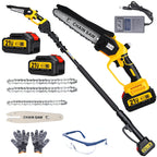 2-in-1Cordless Pole Saw&Mini Chainsaw,6"&8"Electric Tree Trimmer