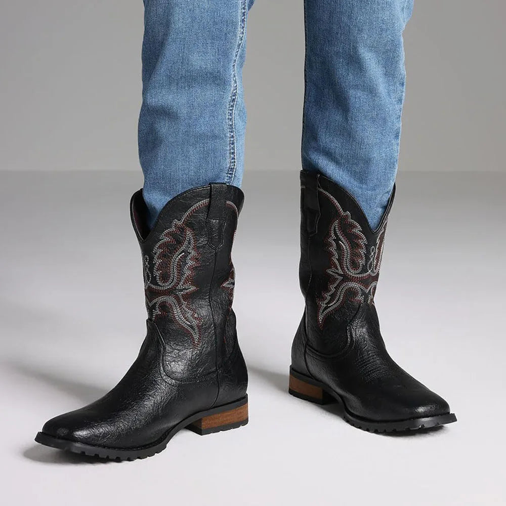 Plus size 12.5 New Fashion Retro Square Toe Neutral Cowboy Boot