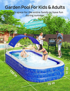 Large Inflatable Swimming Pool with Canopy, 150” x 70” x 20”
