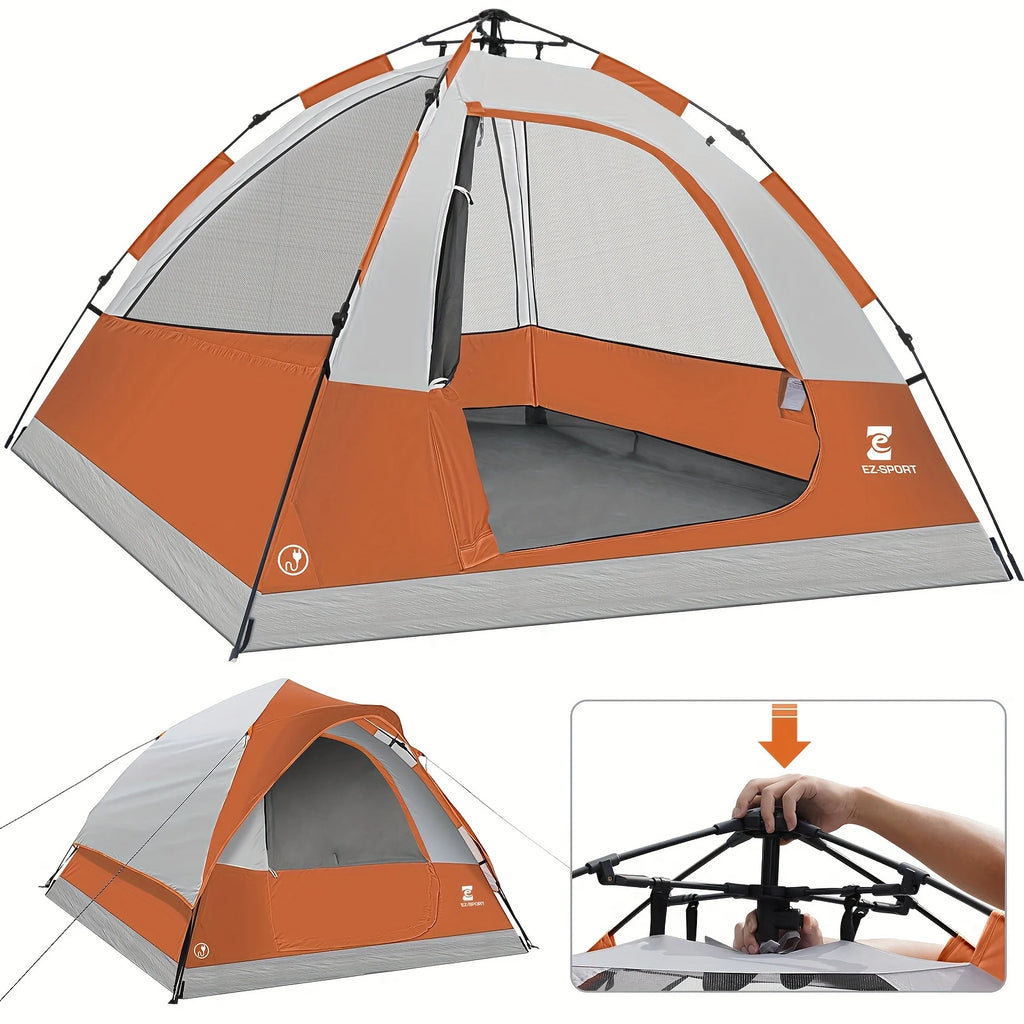 Pop Up Camping Tent - 4 Person Instant Easy Set Up Tent with Removable Rain Fly,