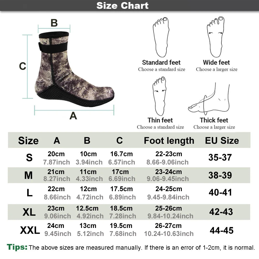 3mm Neoprene Water Socks Diving Sock Anti-Slip Wetsuit Shoes