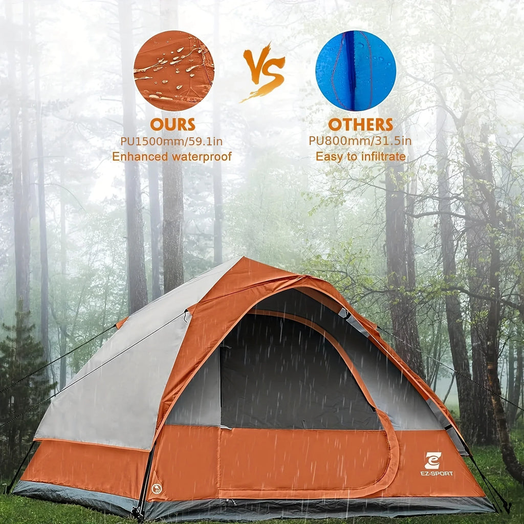 Pop Up Camping Tent - 4 Person Instant Easy Set Up Tent with Removable Rain Fly,
