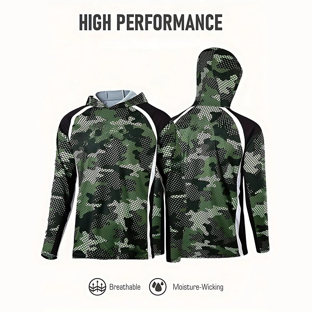 Fishing Shirt Hooded Men Fishing Clothes Outdoor Summer Mask Hoodie
