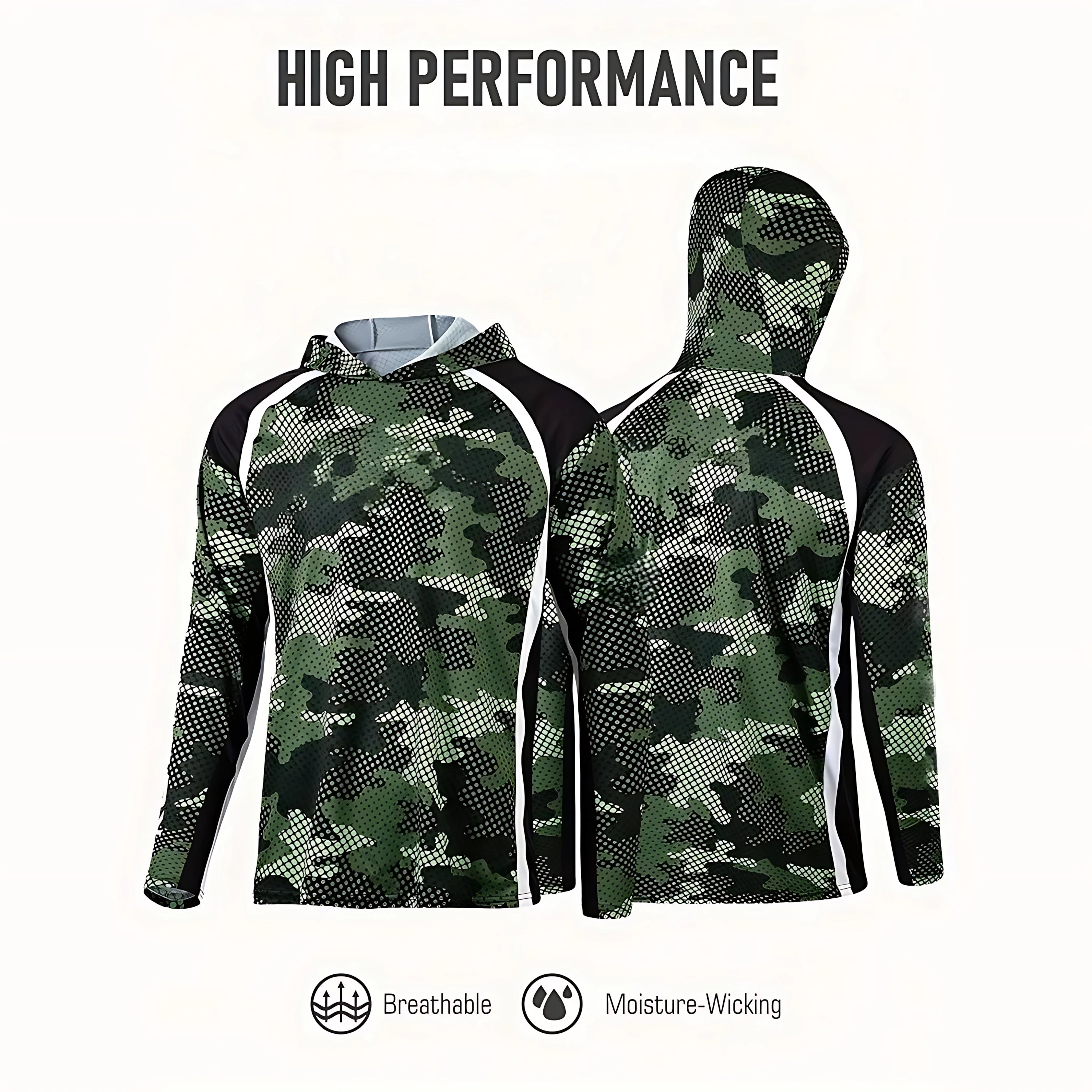 Fishing Shirt Hooded Men Fishing Clothes Outdoor Summer Mask Hoodie