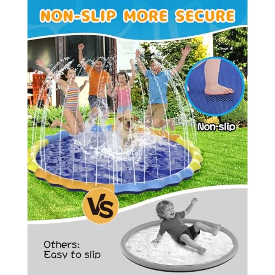 Splash Pad for and kids Dogs 124in Non-Slip Sprinkler Mat
