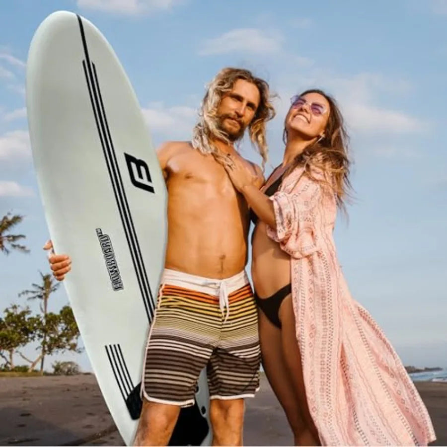 FLOWBOARD Softboard Foam Surfboard with 3 Fins 6' Foot Leash