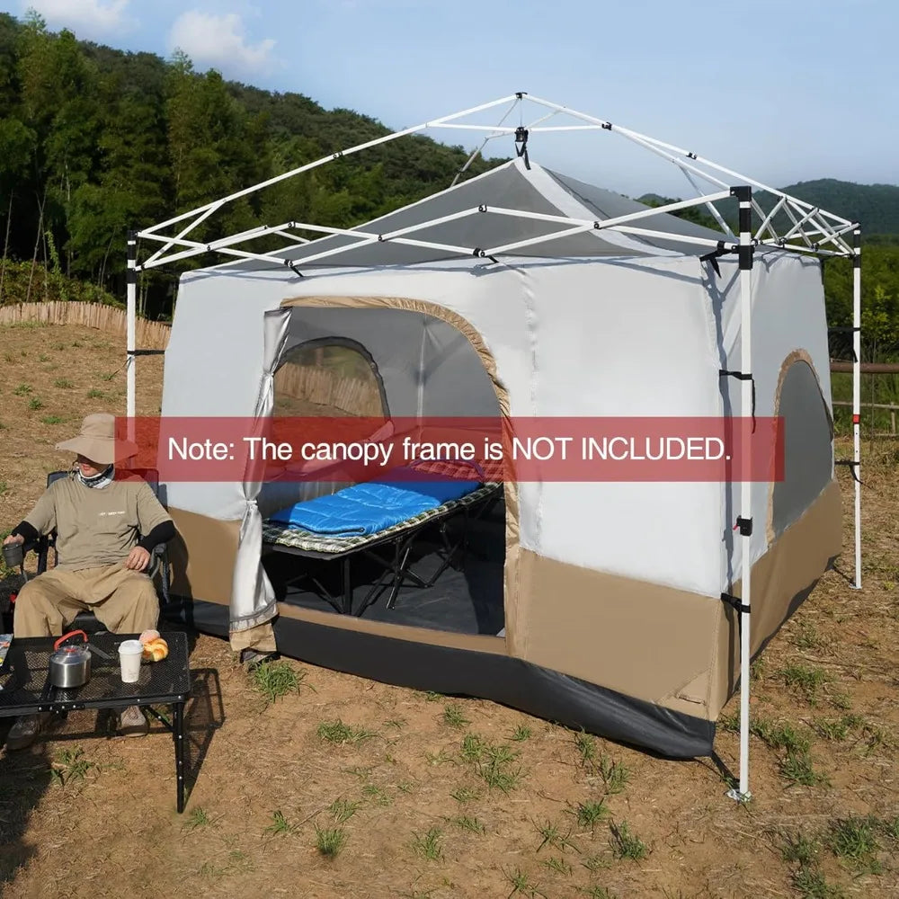 Pop Up  Tent for 10x10ft & 10x20ft, Converts to Camping Shelter, Fits 4-6 Person