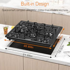 Black 24 Inch Gas Cooktop for kitchen use  dual fuel natural gas propane 4 burner