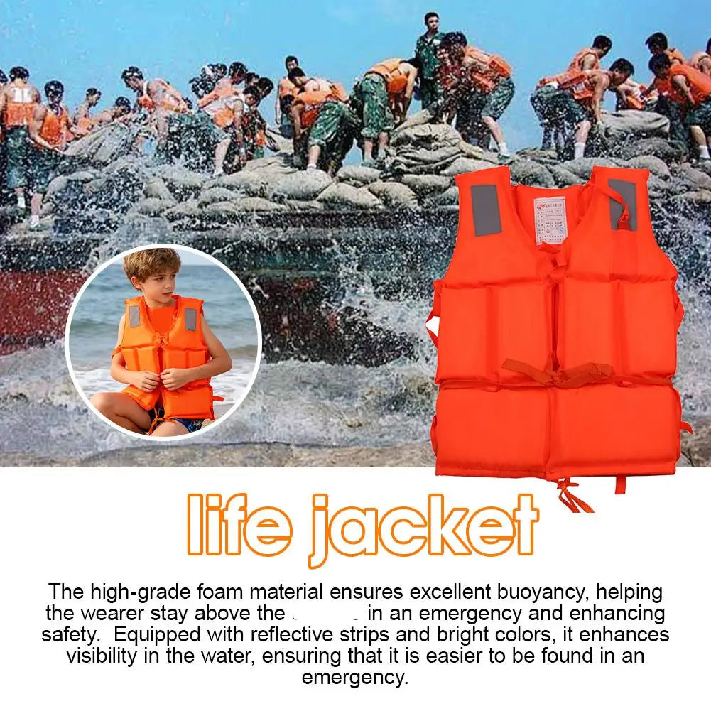 Life Jacket Orange Useful Adult Childen Foam Flotation Swimming Life Jacket