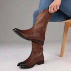 Plus size 12.5 New Fashion Retro Square Toe Neutral Cowboy Boot