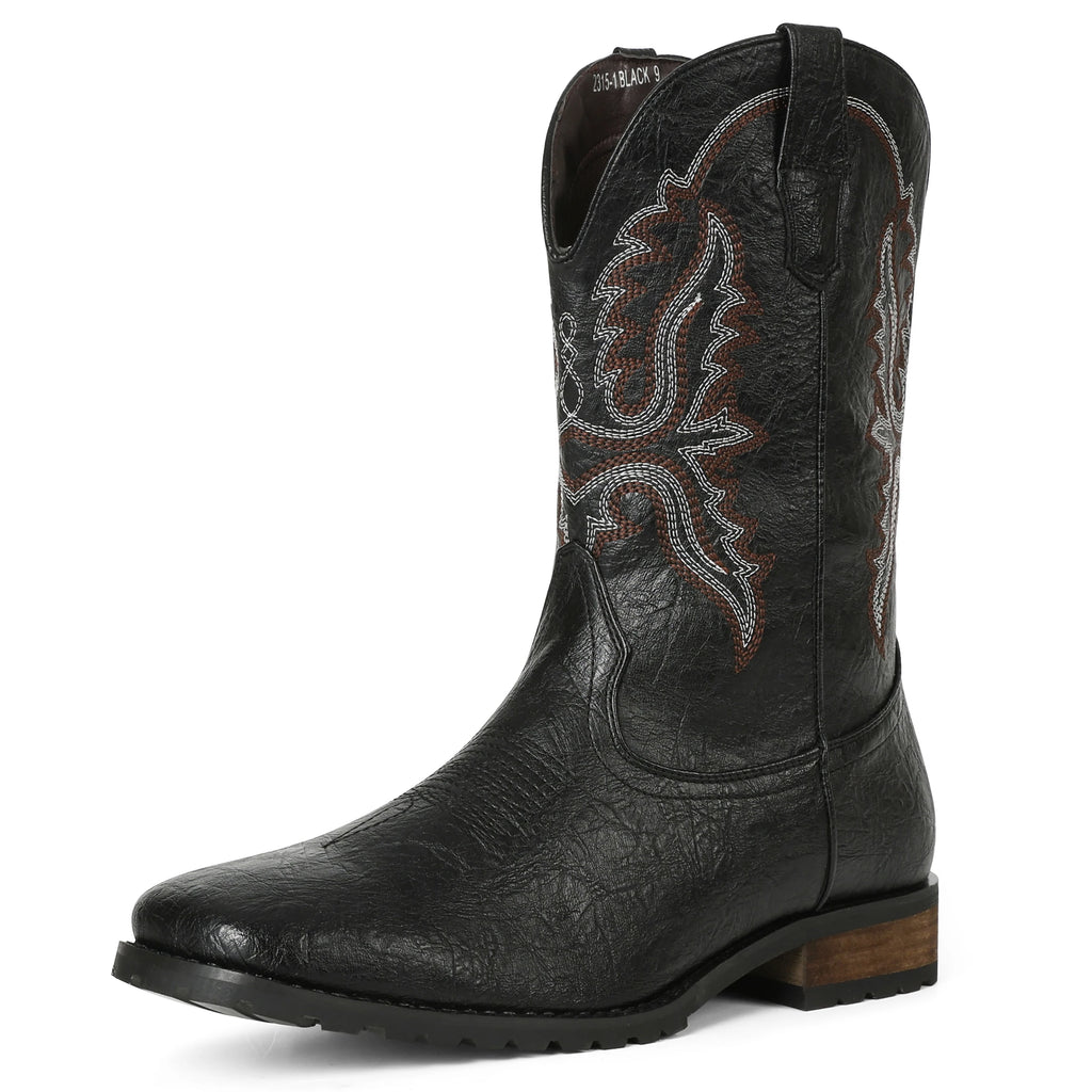 Plus size 12.5 New Fashion Retro Square Toe Neutral Cowboy Boot