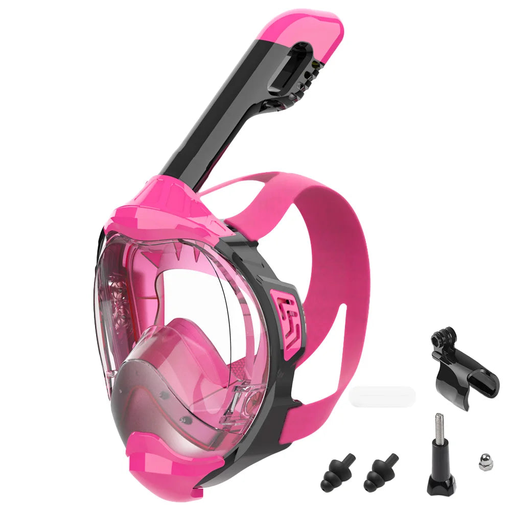 Full Face Snorkel Mask with Latest Dry Top Breathing System Detachable Camera Mount