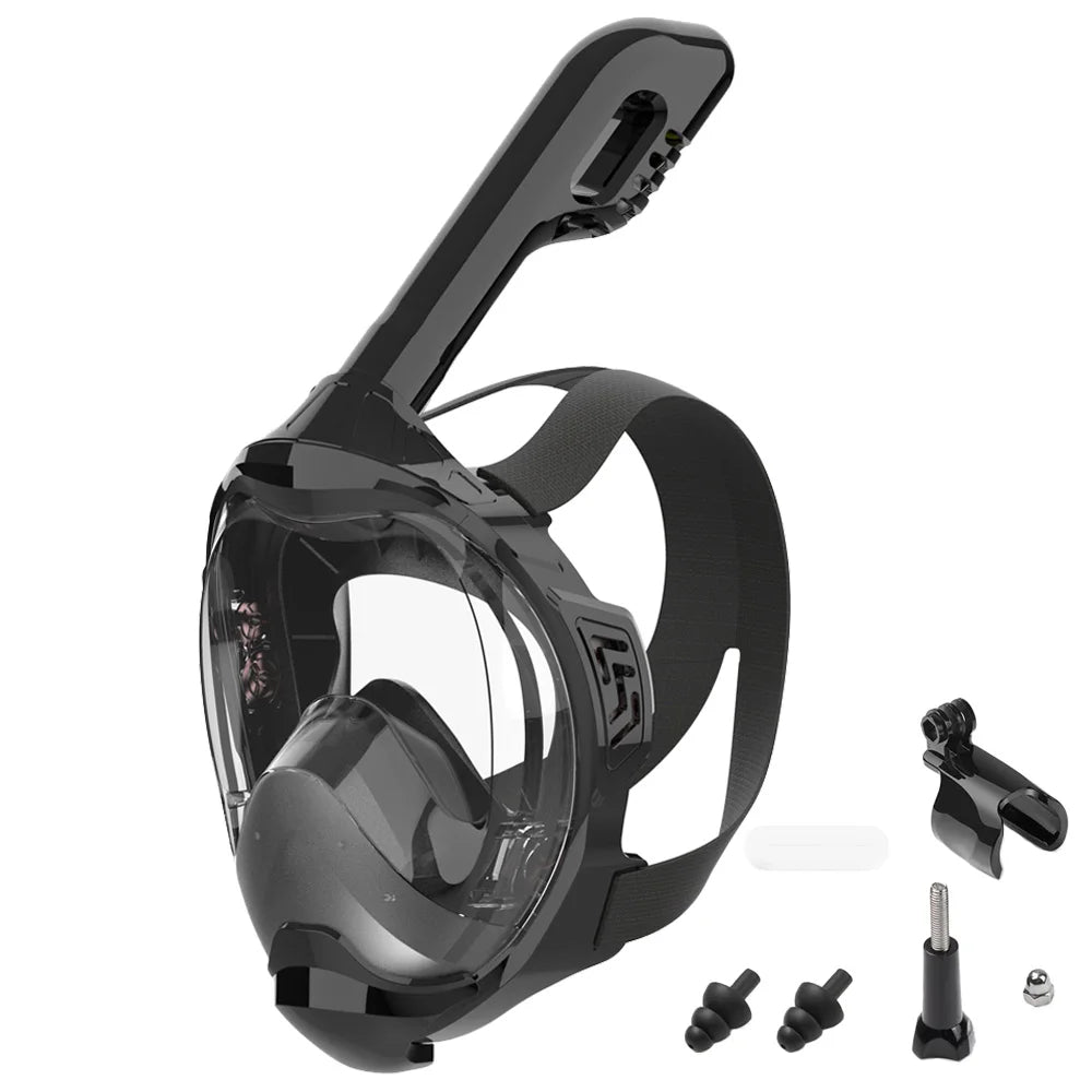 Full Face Snorkel Mask with Latest Dry Top Breathing System Detachable Camera Mount