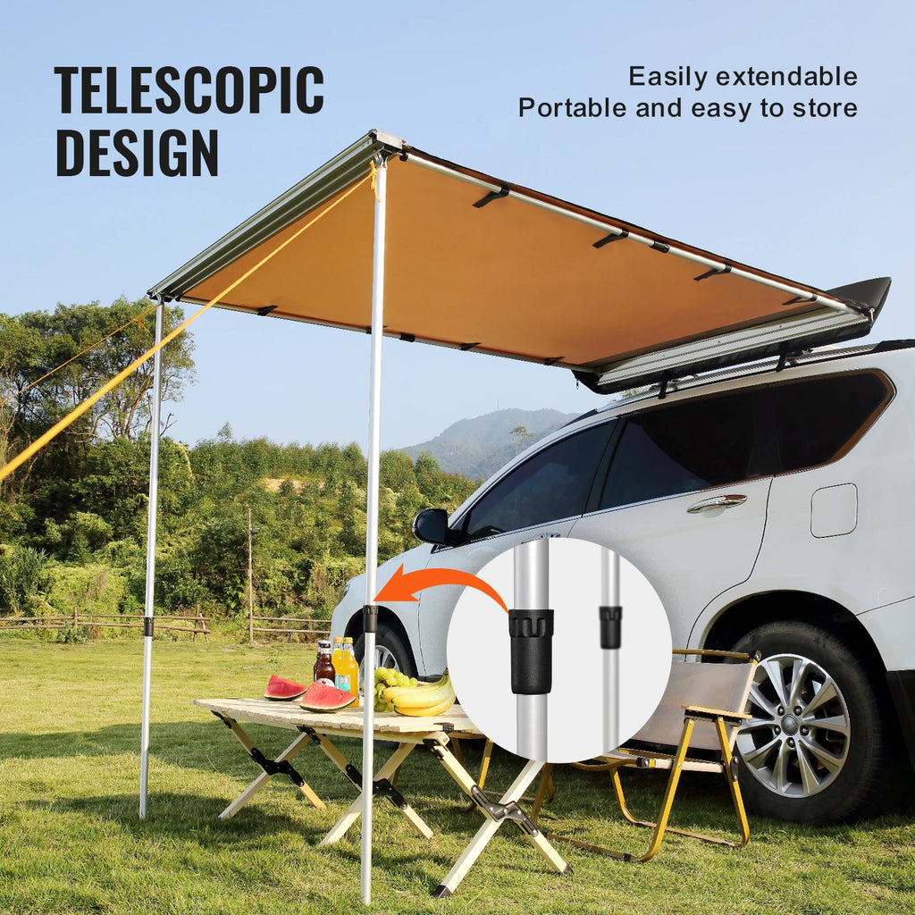 Retractable Car  Awning with Waterproof Storage Bag for Truck SUV Van Campers