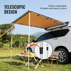 Retractable Car  Awning with Waterproof Storage Bag for Truck SUV Van Campers