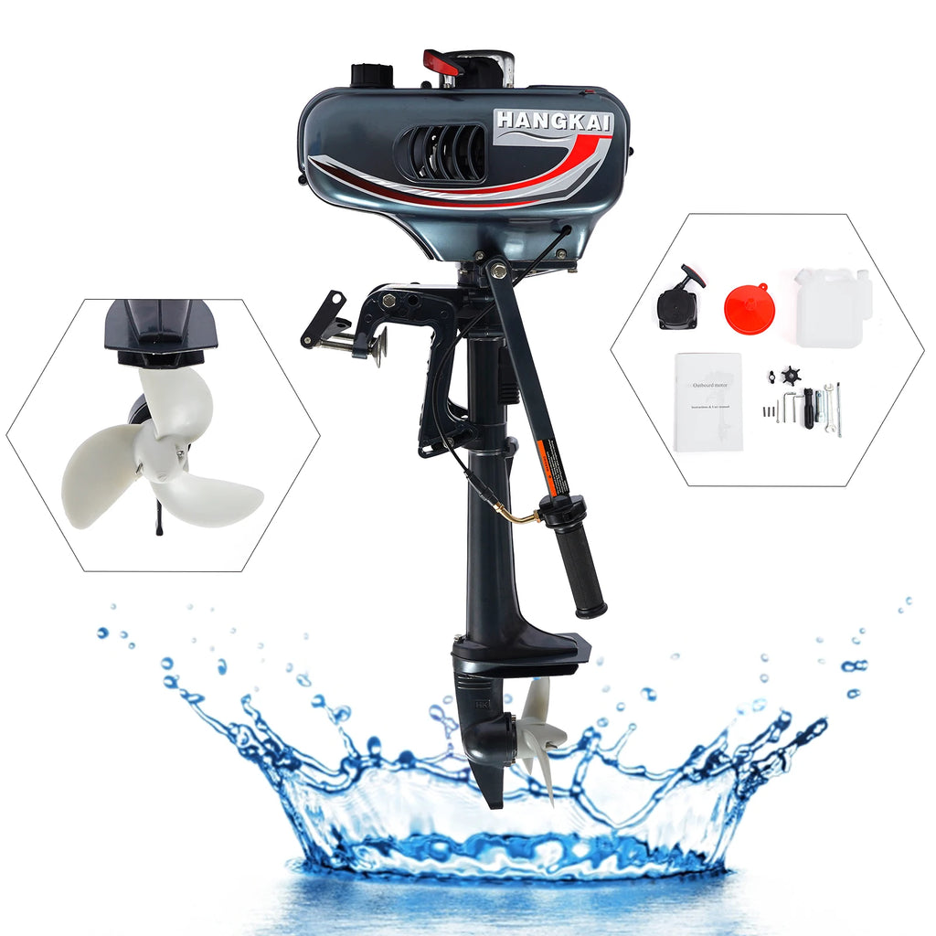 Portable 3.5HP Gasoline Outboard Motor with Adjustable Tilt and Anti-Vortex Plate for Smooth and Safe Boating