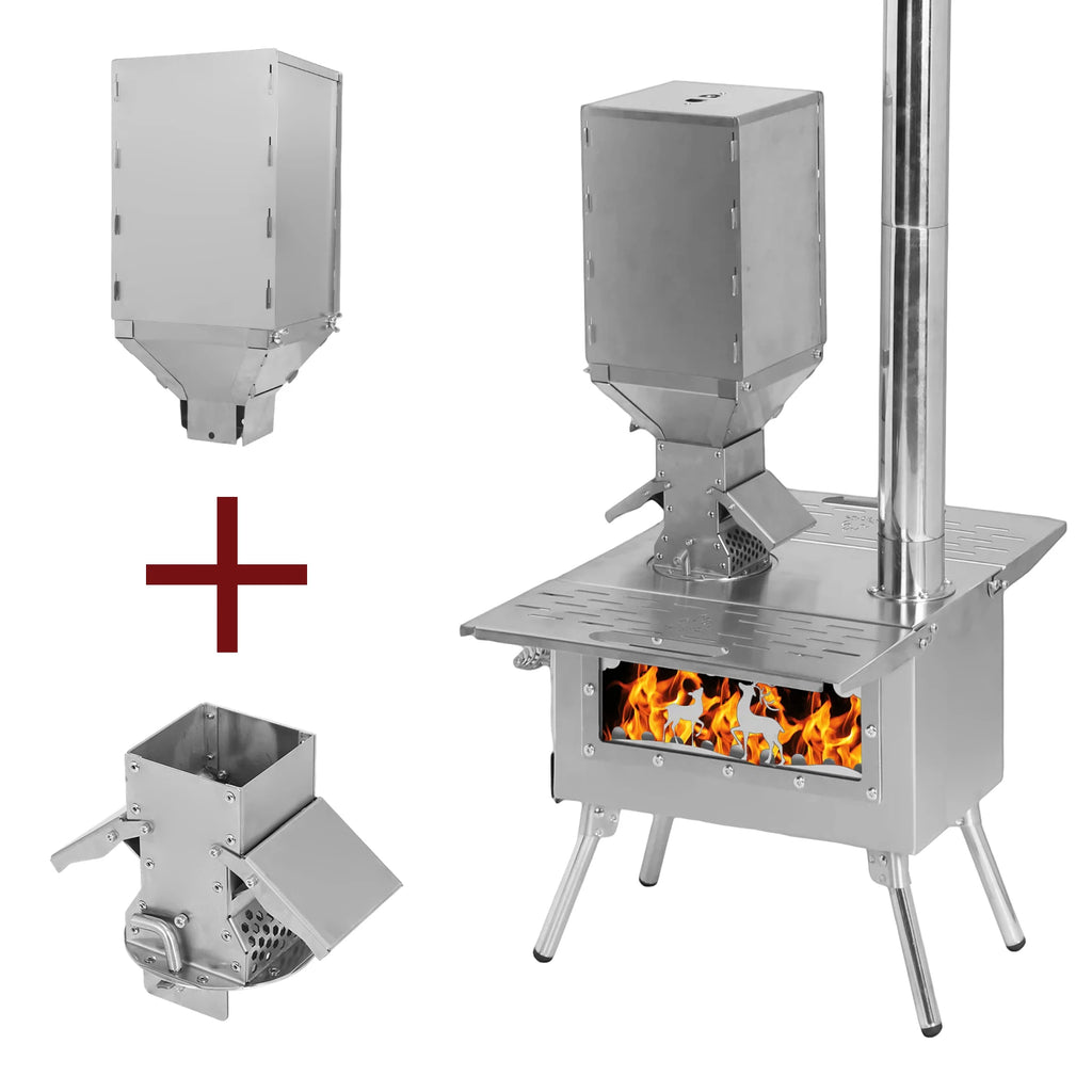 Portable Wood Burning Stove with Stainless Steel Construction