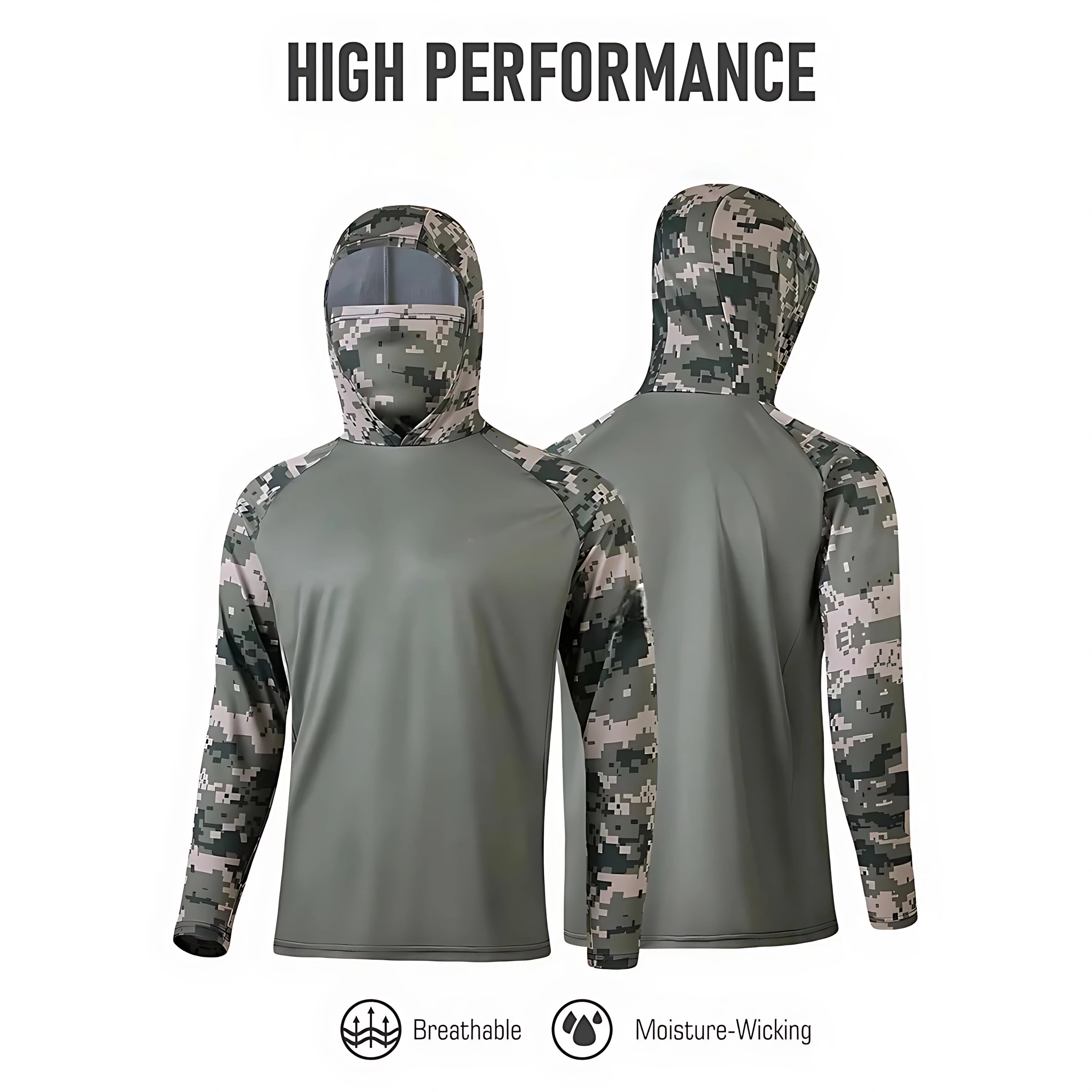 Fishing Shirt Hooded Men Fishing Clothes Outdoor Summer Mask Hoodie