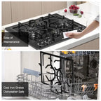 Black 24 Inch Gas Cooktop for kitchen use  dual fuel natural gas propane 4 burner