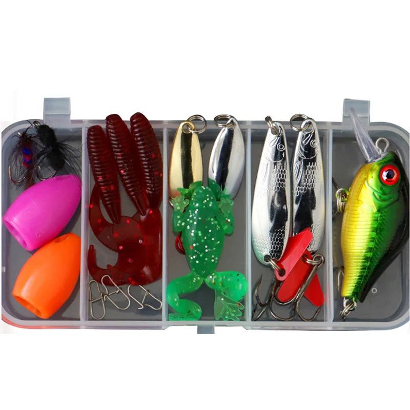 Kit Fishing Lures Set Hard Artificial Wobblers Metal Jig Spoons Soft Lure Fishing