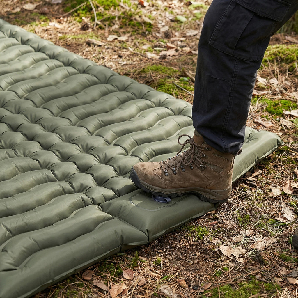 Camping Mat with Pillow Portable Sleeping Pad Built-in Foot Pump