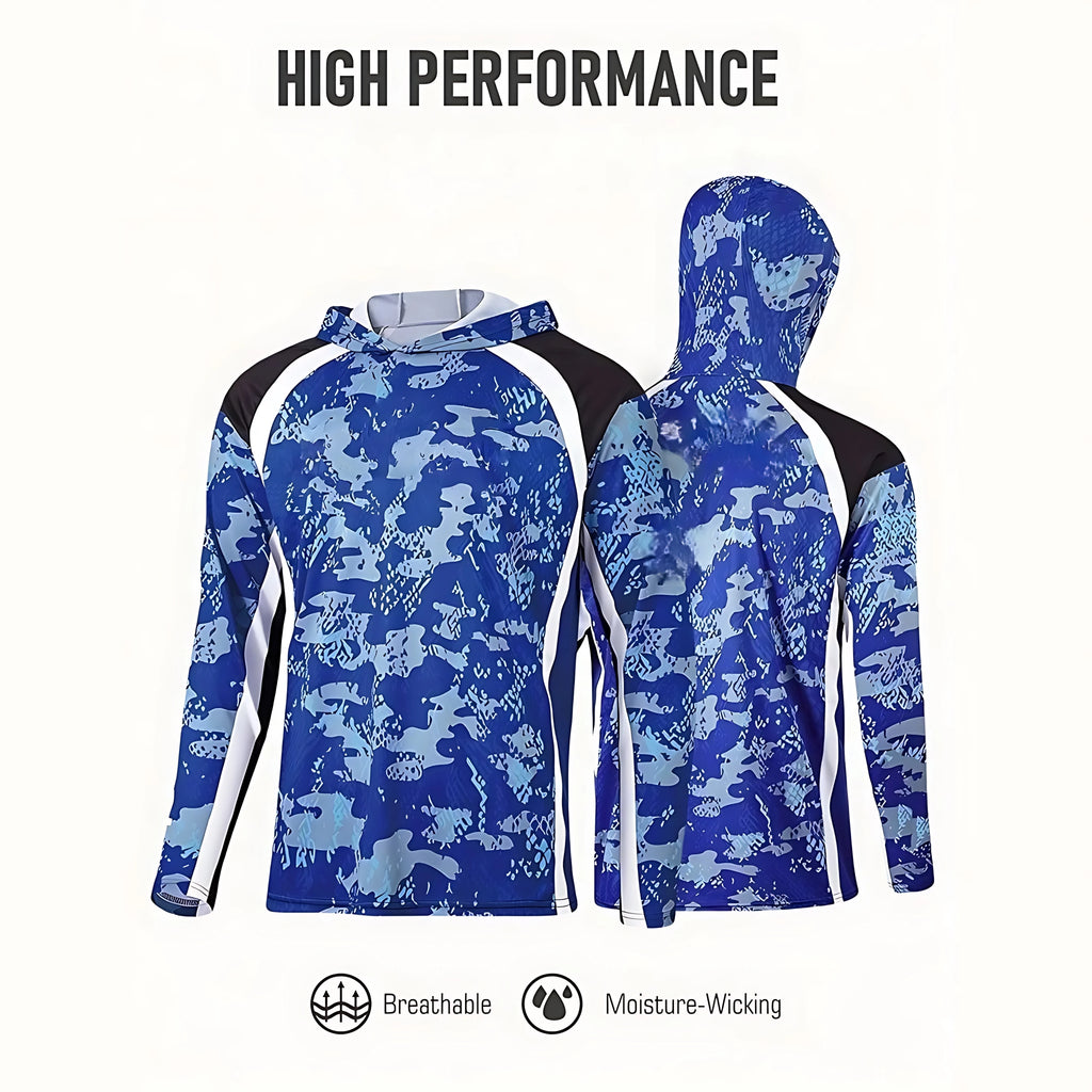 Fishing Shirt Hooded Men Fishing Clothes Outdoor Summer Mask Hoodie