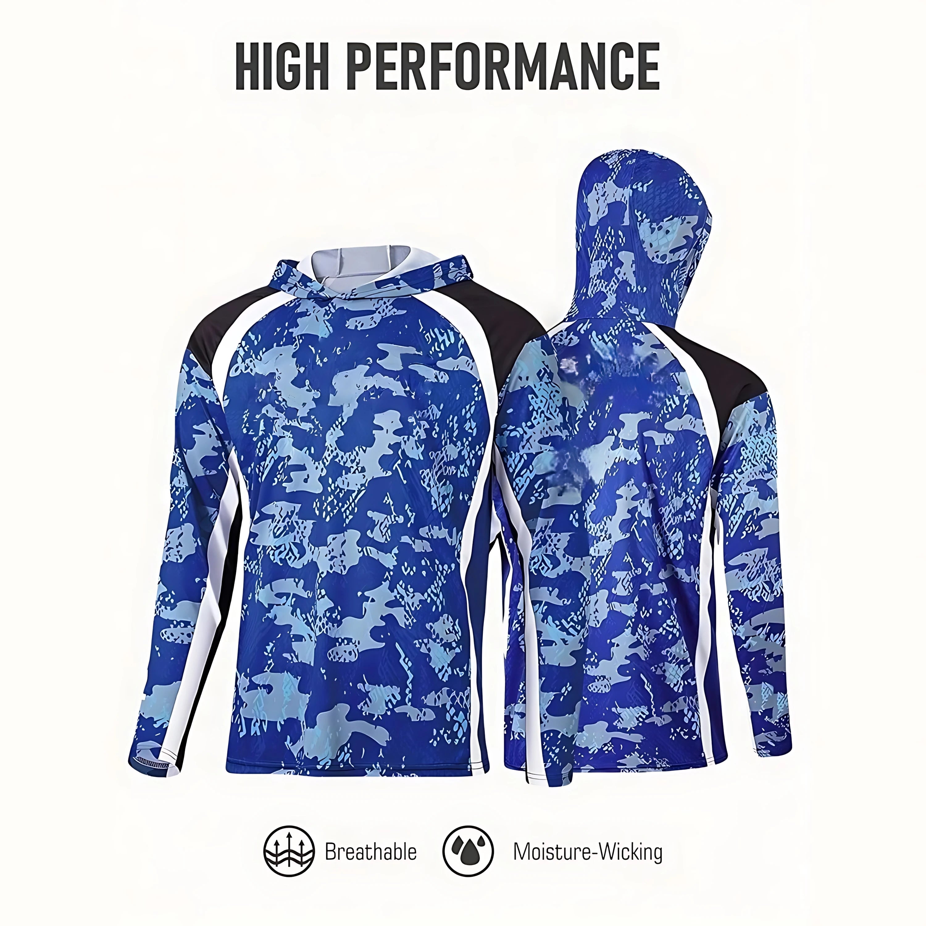Fishing Shirt Hooded Men Fishing Clothes Outdoor Summer Mask Hoodie
