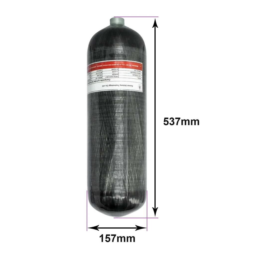 TUXING 4500psi 6.8L Carbon Fiber Cylinder with Fill Station Regulating Valve 300Bar High Pressure HPA Cylinder for Scuba Diving