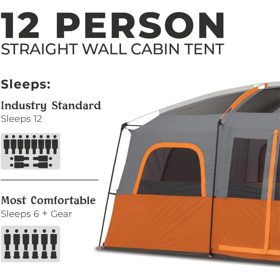 Large Multi Room Cabin Tent for Family Camping: Suitable for 10 to 12 People