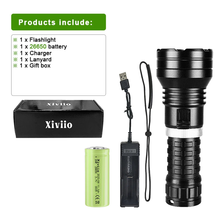10000LM Powerful XHP360 Diving Flashlight  High Power LED Flashlights