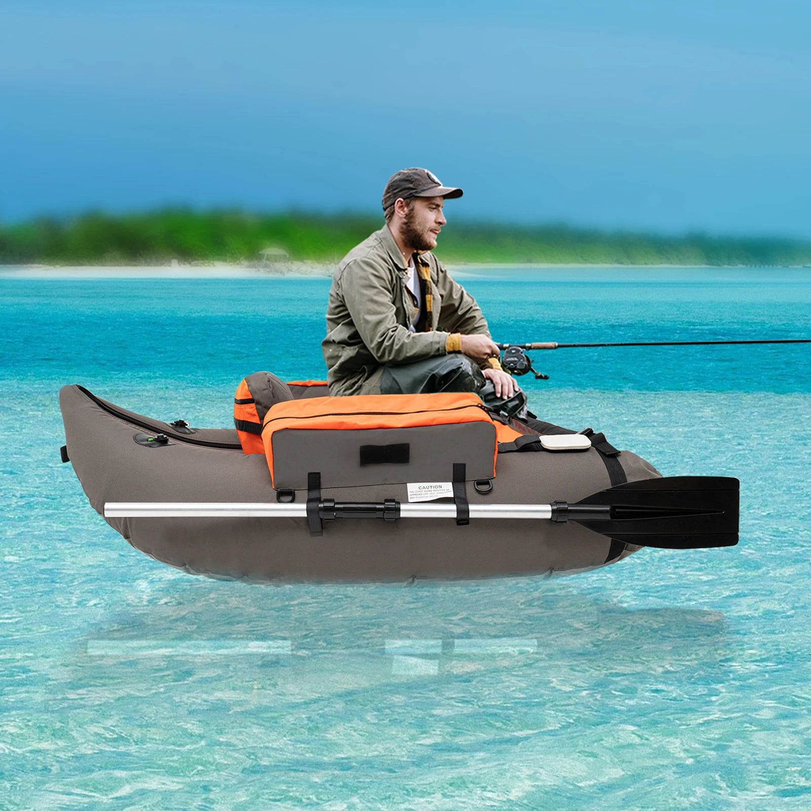Outdoor Fishing Boat Inflatable Boat Raft with Pump Adjustable Backrest