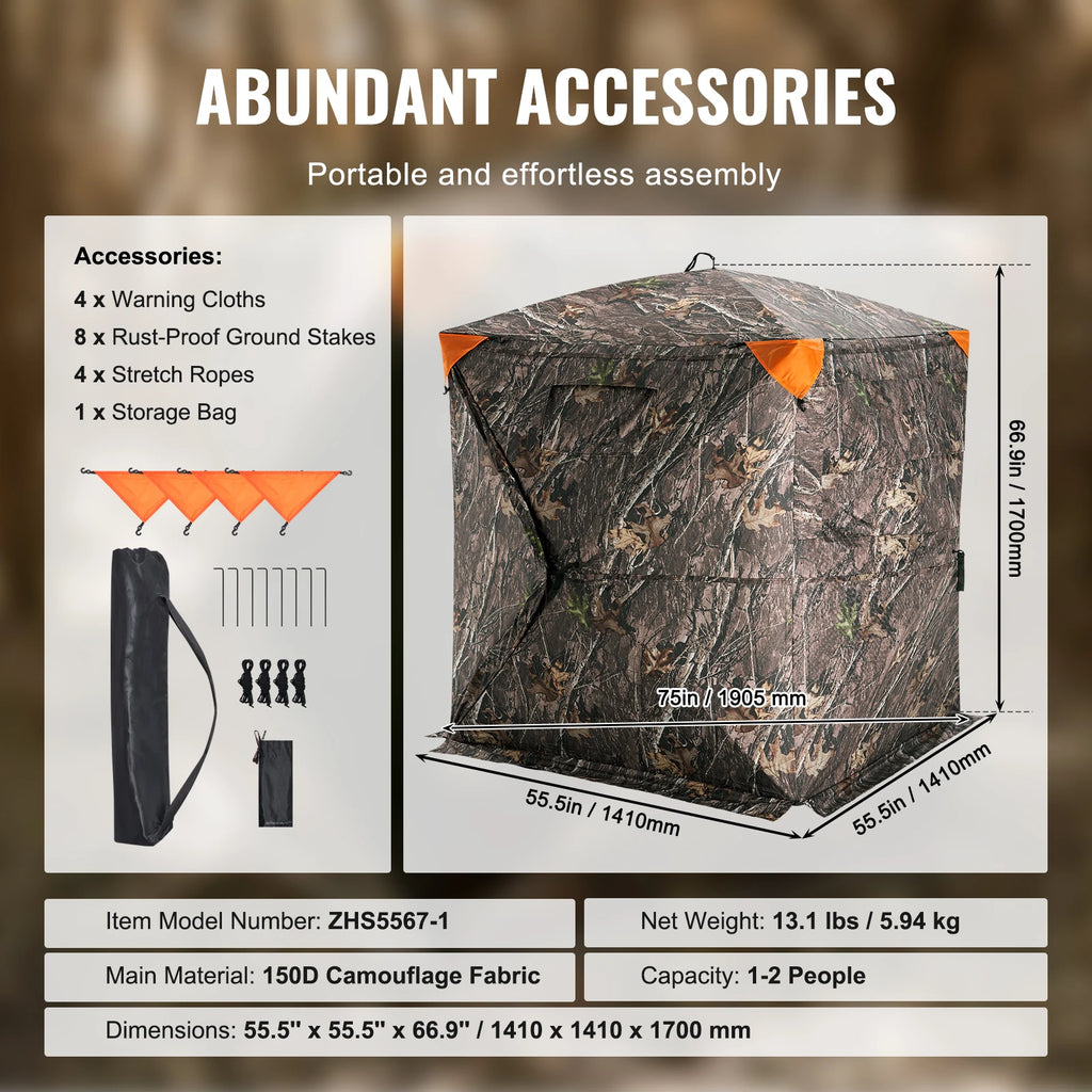 Hunting Blind  270° See Through Ground Blind 1-2 Person for Hunting