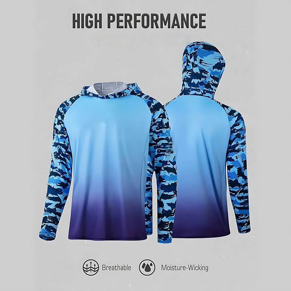 Fishing Shirt Hooded Men Fishing Clothes Outdoor Summer Mask Hoodie