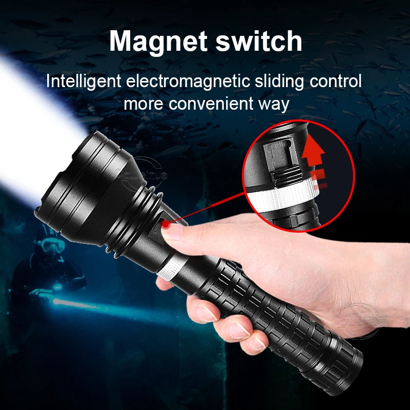 10000LM Powerful XHP360 Diving Flashlight  High Power LED Flashlights