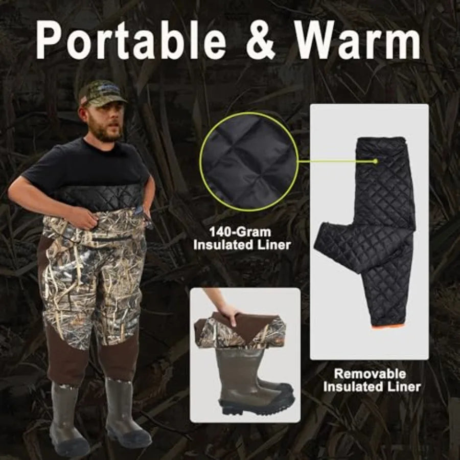 Breathable Hunting Waders 1000G Insulation Boots with Removable Insulated Liner