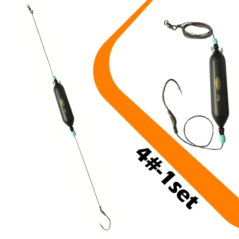 Catfish Fishing Rig - Wood Float & PE Line Single Hook Kit for Carp | Multiple Sizes