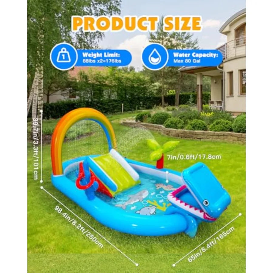 Inflatable Play Center Outdoor/Indoor 98 × 64 × 39 in Kid Pool Slide