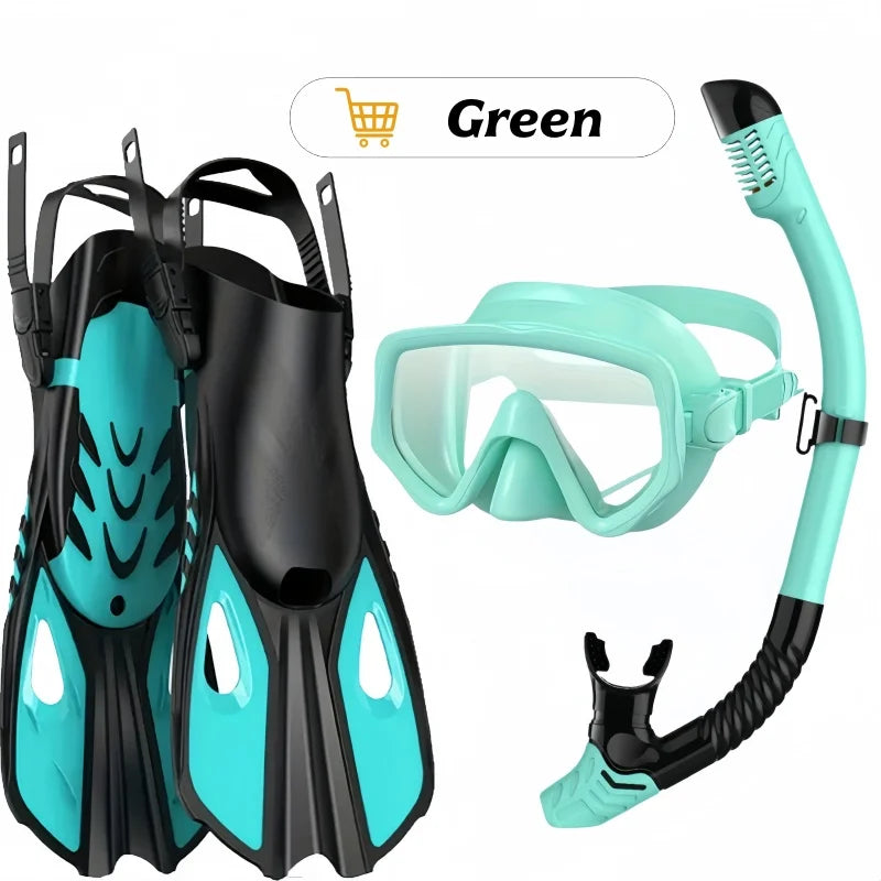 Mask Fin Snorkel Set Snorkel Gear for Adult Panoram Mask Adjustable Dive Flipper  Snorkel