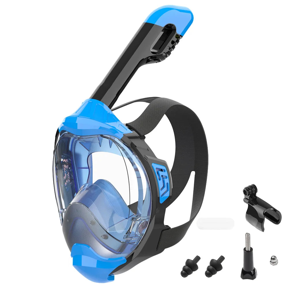 Full Face Snorkel Mask with Latest Dry Top Breathing System Detachable Camera Mount